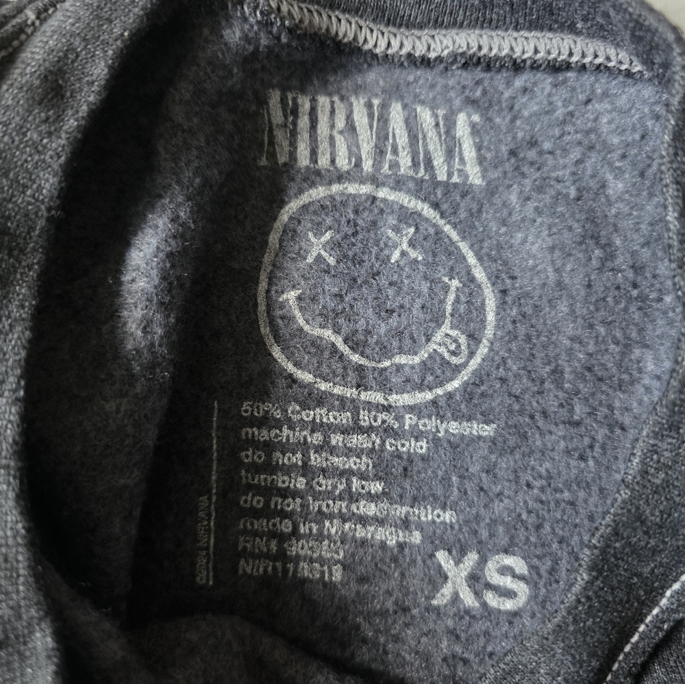 NIRVANA Charcoal Hoodie with Iconic Logo Size Xs Used Like New. - Picture 6 of 7